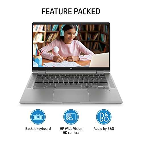 HP Chromebook x360 11th Gen Intel Core i3 14-inch (35.6 cms) FHD, IPS, Micro-Edge, Corning Gorilla Glass Touchscreen Laptop(8GB/256GB SSD/B&O Audio/FPR/Chrome OS/Mineral Silver/1.52 kg), 14c-cc0009TU 2
