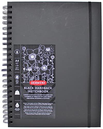 Derwent Black Book Hard Back Sketch Book with Black Paper (A4 Portrait) 1