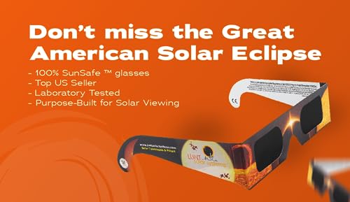 Lunt Solar Systems 50-Pack Premium Solar Eclipse Glasses ISO Certified Eclipse Glasses 2024 for Direct Sun Viewing -Approved 2024 Solar Eclipse Glasses 5