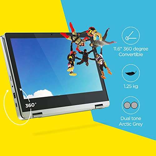 Lenovo IdeaPad Flex 3 Chromebook Intel Celeron N4500 11.6" HD 2-in-1 Touchscreen Laptop(4 GB/128 GB eMMC/720p Camera/2Wx2 Speakers/Chrome OS/Arctic Grey/1.25Kg), 82N30012HA 2