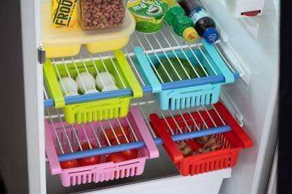 Bekner 004-4 Pcs Fridge Space Saver Organizer Slide Storage Rack Storage Basket Fridge Door Shelf 1