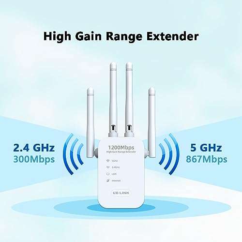 Match LB-Link Ac1200 Wifi Range Extender Upto 1200Mbps Speed ,Dual Band , Single Booster, Repeater, Access Point Extends RE305, 4*sdBi Antennas 3