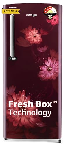 Voltas Beko ‘A Tata Product’ 210 L 3 star Made-in-India Direct cool Refrigerator (RDC245C / W0DWE0M000UGD, Dahlia Wine) 1