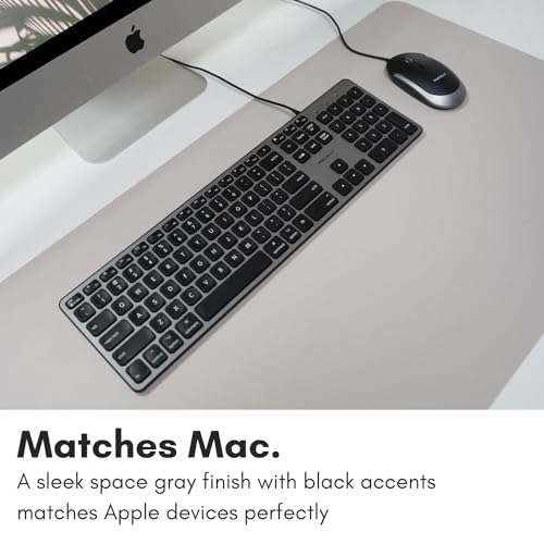 Macally Backlit Mac Keyboard - Quiet, Sleek, and Functional - 3 Brightness Levels, 107 Keys, 5ft USB Wired - Apple Keyboard - Backlit Wired for Mac, iMac, MacBook Pro/Air - Space Gray 6