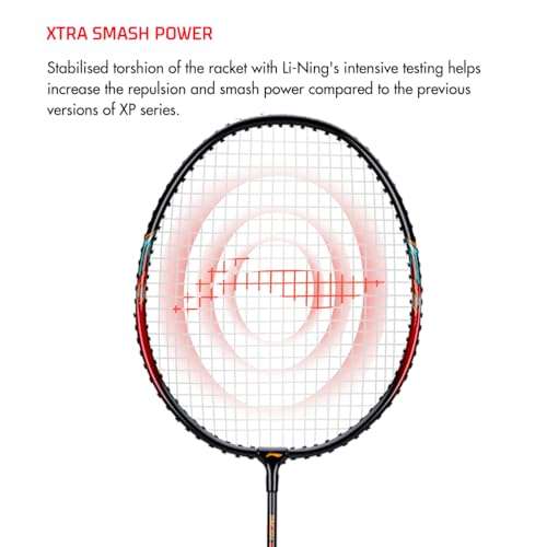 Li-Ning XP - 60 - IV Aluminium Strung Badminton Racket with Full Racket Cover (Black/Pink) | For Beginners | 90 grams | Maximum String Tension - 24lbs 4