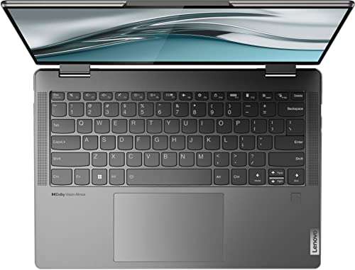 Lenovo ENOVO Yoga 7i 2-in-1 Laptop 14'' 2.2K Touchscreen12th Core i7-1255U Iris Xe Graphics 16GB RAM 512GB SSD WI-FI 6E Thunderbolt 4 Backlit KB w/ FP Windows 11 RATZK 32GB USB, Storm Grey, (82QE) 5