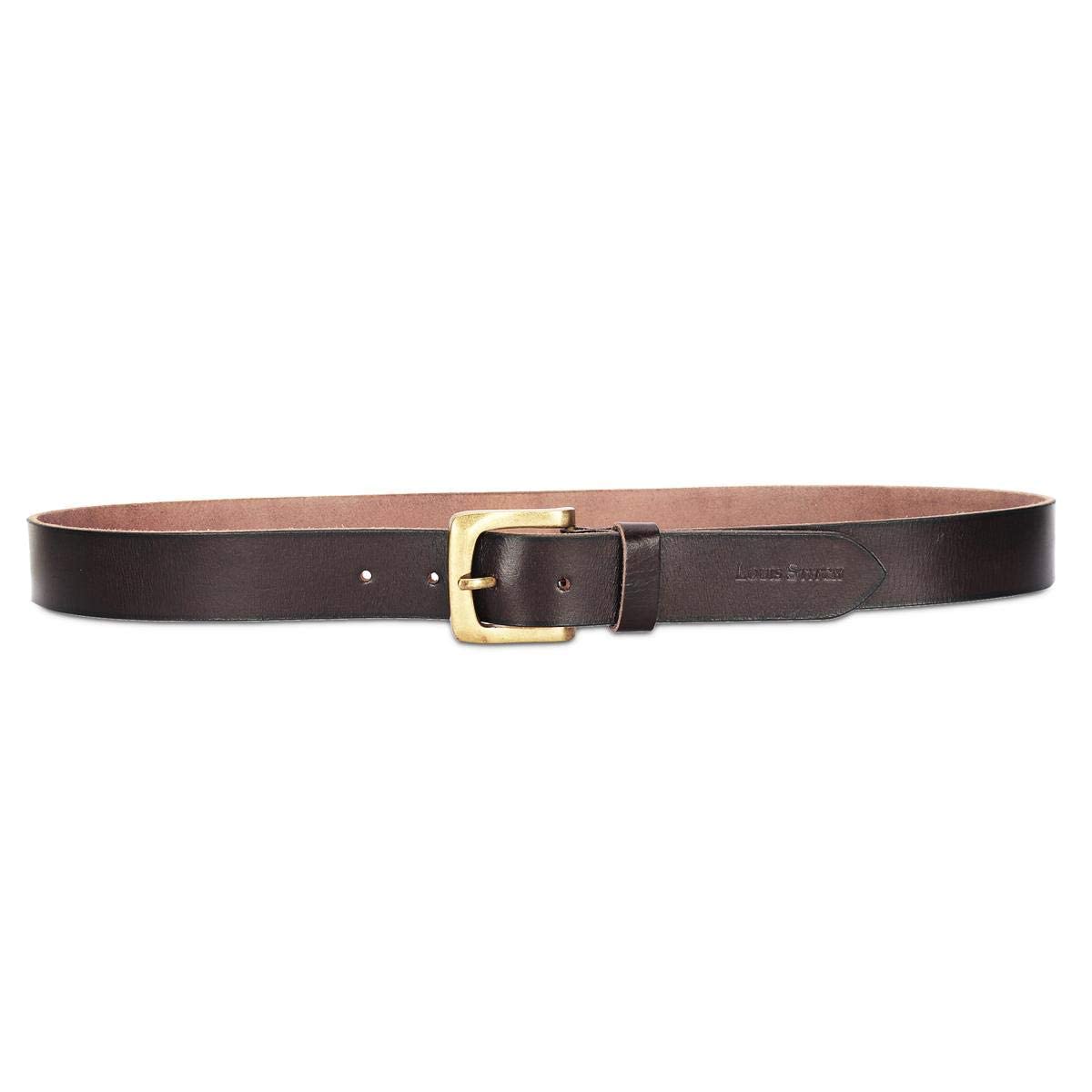 LOUIS STITCH Men's Rust Brown Italian Raw Leather Belt Premium Hand Padded Casual Belts for Men With Heavy Brass Buckle 1.5 Inch (38mm) (CAHPBB44) 6