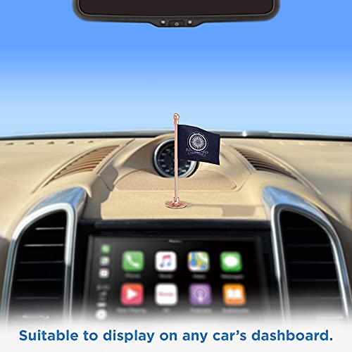 The Flag Corporation IAS Car Dashboard Flag 2in x 3in with a Stainless Steel Blush Rose Gold Base 3