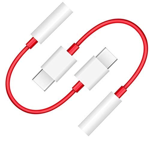 Eazories Red Type C to 3.5 mm Audio Jack Connector, Noise Cancelling Headphones Converter Audio Cable Compatible with 1 Plus 8, 8Pro / 7,7Pro, 7T /6T, NORD and Similar (Pack of 2) 1