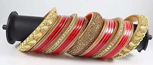 ZULKA Get your traditions Red Chuda Set For Bridal Women and Girls with Golden Zircon Stone & Pearls | Traditional Chuda Set | Dulhan Chura | AD Chooda Set | Wedding Jewelry-(Chuda59-Superhit-2.6) 6