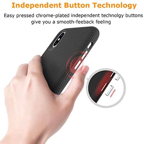 molzar Shield Series for iPhone Xs and iPhone X Case with Triangle Texture Grip, Built-in Metal Plate for Magnetic Mount, Wireless Charging Support, Compatible with iPhone Xs/X, Black 6