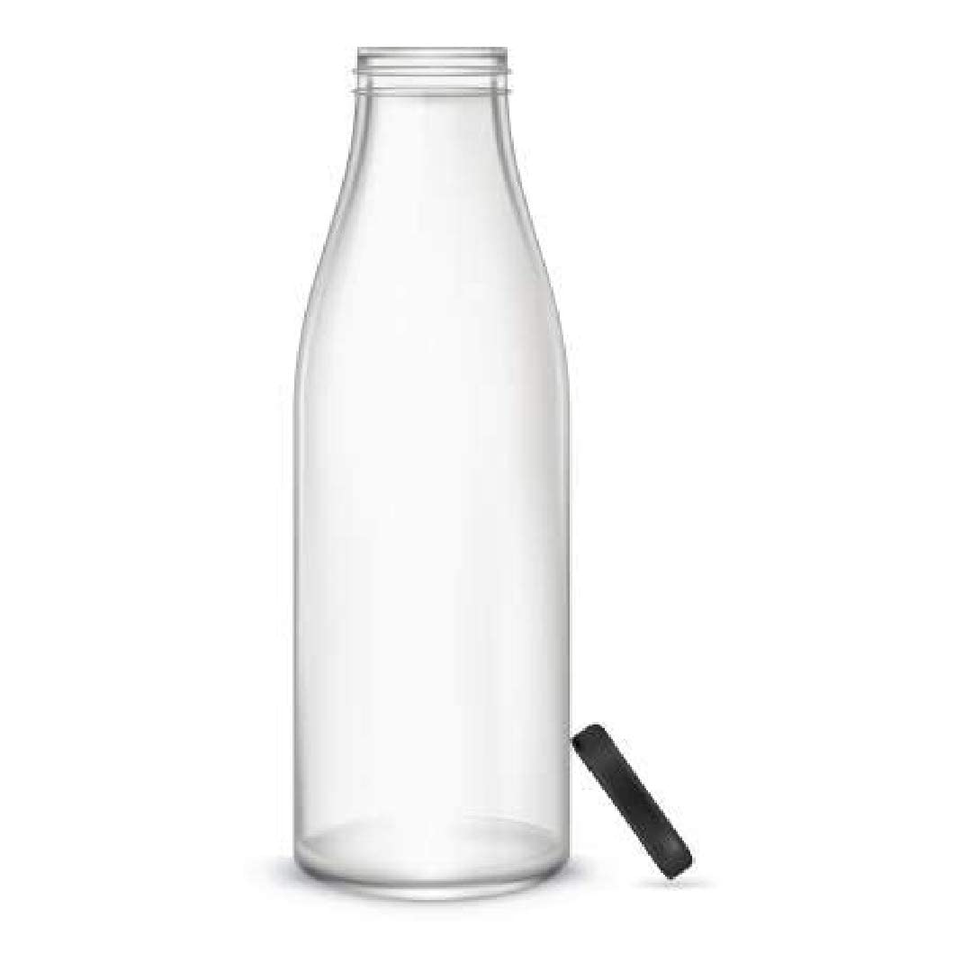 RTWARE Water Milk and Juice Glass Bottle 500ml Round Set of 4 with Air Tight Black Cap Best to use in Kitchen, Home, Office for Storage. (500ML Set of 4) 3