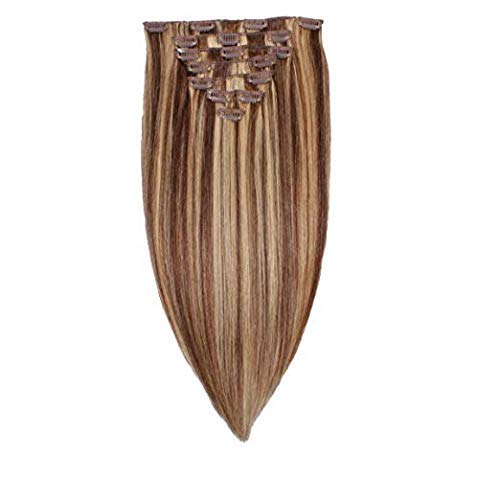 Majik 18 Inch Human Hair Extensions for Women, 50 Gram, 7 Pcs, Golden Highlighting (Free Hair Dryer, 4 Clips, Neem Wood Comb) 3