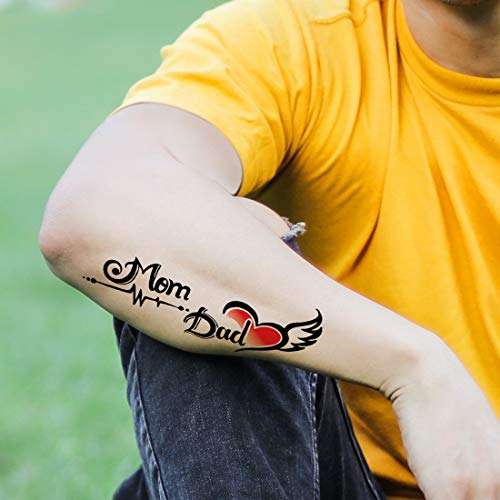 Voorkoms Mom Dad Temporary Tattoo Waterproof For Girls Men Women 2