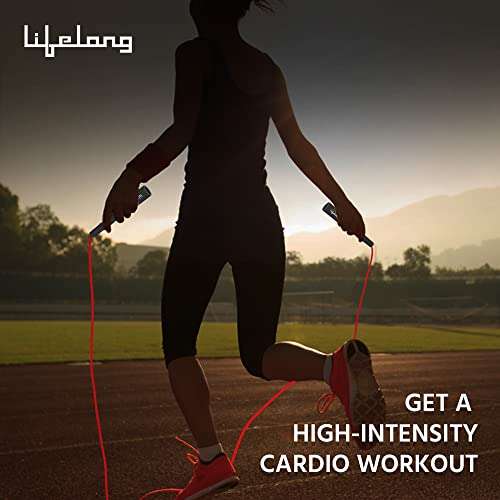 Lifelong LLSR01 Skipping Rope for Men, Women & Children - Jump Rope for Exercise Workout & Weight Loss - Tangle Free Jumping Rope for Kids (275cm, Red and Black) Handle Material: Plastic 6