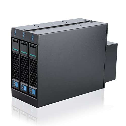 RackChoice Internal Hard Drive Enclosure 3x2.5”/3.5” SATA/SAS Hard Drive Backplane 6 Gbps HDD hotswap in 2xExternal 5.25" Bay 3