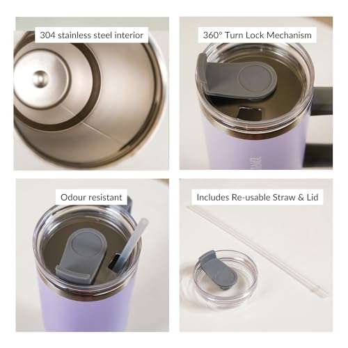 Nestasia 1.2L Tumbler with Lid & Straw | Insulated Reusable Stainless Steel Water Bottle | Leak Proof Mug for Office, Gym, Travelling (Purple) 4