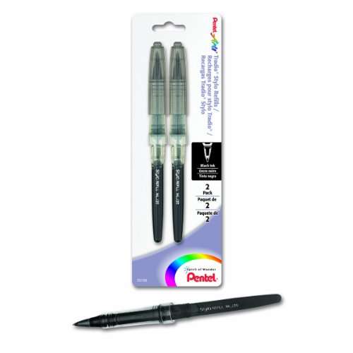 Pentel Arts Tradio Stylo Sketch Pen Refill, Black Ink, Pack of 2 (MLJ20BP2A) 1