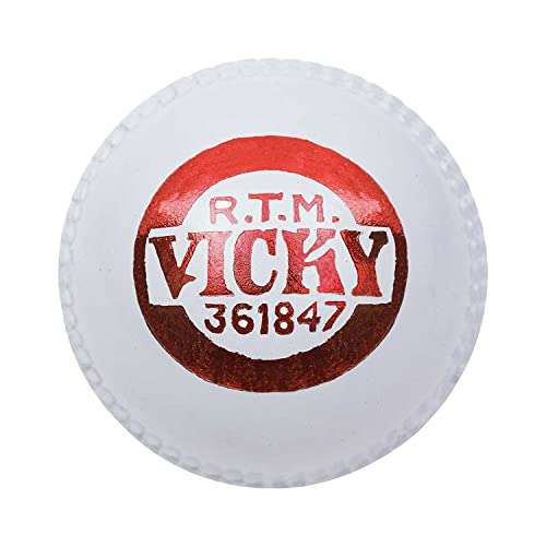 Vicky Leather Cork Cricket Ball Ideal for Intermediate & Recreational Level Matches Standard Size (White, Pack of 6) 1