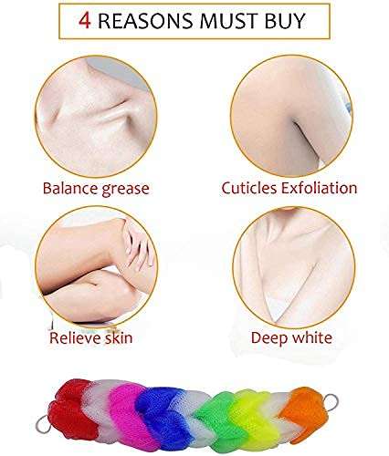 Wizme 2 Pcs Back Scrubber Bath Mesh Sponge Exfoliating Body Brush Wash Nylon Puff Spa Pack of 1 (Colour May Vary) (m3) 5