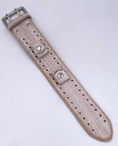 Nemesis BN-WEC Washed Out Ecru Wide Leather Cuff Wrist Watch Band 3