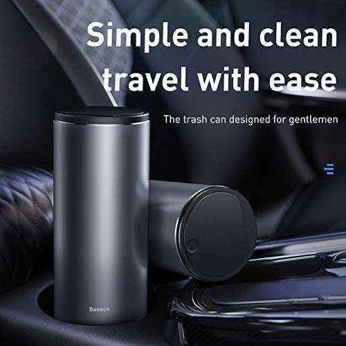 Baseus Premium Car Dust Bin with Lid Vehicle Mounted Ash Tray Trash Can for Car Office Desktop Study with 30 Mini Garbage Bags, Capacity: 500ml (Dark Grey) 6