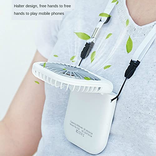 LEUYA Hanging Neck Fans Mini Portable Folding USB Small Fan Mute Power Bank Portable Handheld Desktop Multi Function Charge Fan (Blue),Ornaments (Color : Black) 5