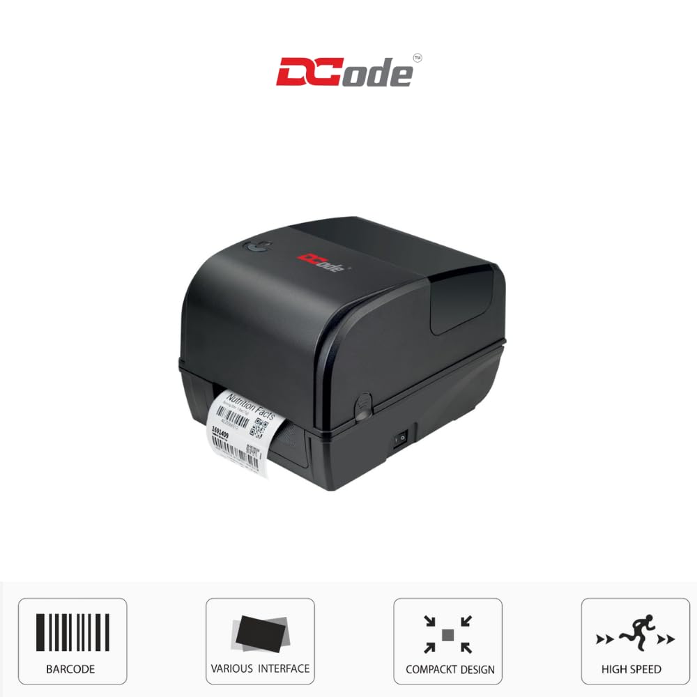 DCode Direct Thermal Printer (DC431Pro - 101mm, 3 inch) USB Interface Thermal Transfer Printing 203dpi 1D, 2D Barcode, Black 4