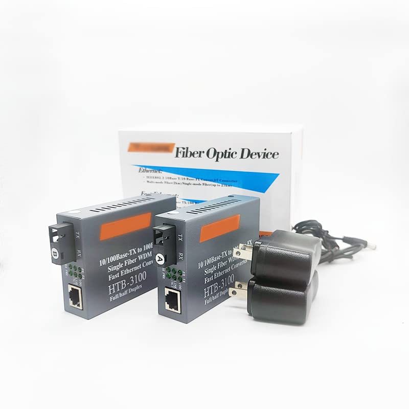 Single Mode Fiber Transceiver, 20Km Single-Mode Single-Fiber Optical Fiber Transceiver, 100M Media Converter Photoelectric Signal Converter Single-Mode Fiber Transceiver 6