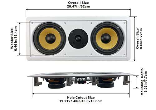 Acoustic Audio HD6c in-Wall Dual 6.5" Speakers Home Theater Surround Sound 2 Speaker Set 2