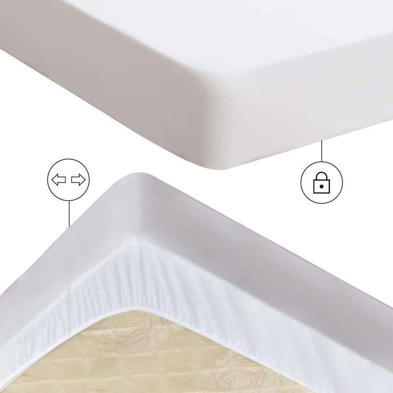 Toddler Crib Bed Protector Waterproof for Baby Mattress Protector Fitted Style Terry Cotton | Water Proof Bed Sheets/Mattress Cover/Dry Sheet/Bed Protector - 52" L x 28" W x 8" H (Inch) White 5