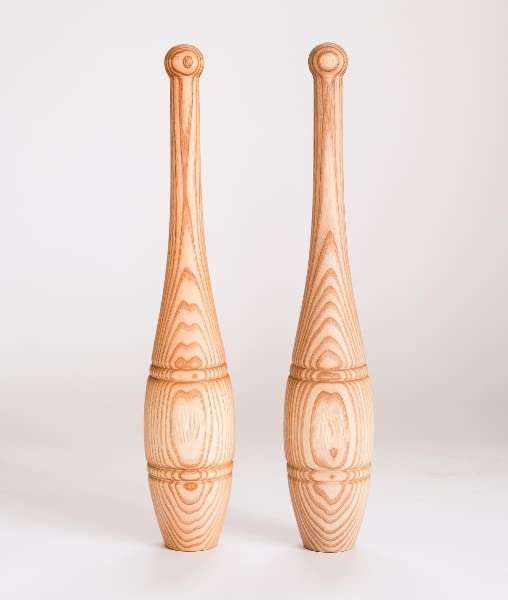 Hashco Indian Natural Wood Clubs Meel Mugdar Clubbell Karla Katai Gada Wooden (1 kg pair, Natural) 3