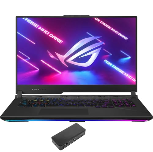 ASUS ROG Strix Scar 17 Gaming & Entertainment Laptop (AMD Ryzen 9 7945HX 16-Core, 32GB DDR5 4800MHz RAM, 8TB PCIe SSD, GeForce RTX 4080, 17.3" 240 Hz Win 10 Pro) with USB-C Dock 1