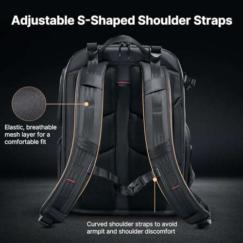 ULANZI BP10 35L Hardshell Camera Backpack, Professional Splash-proof Photography Camera Case Anti Theft Travel f Photographers Unisex Drone DSLR Mirrorless Camera Lens Tripod Holder 17'' Laptop Black 4