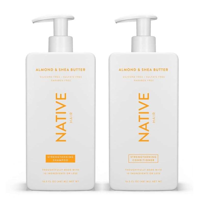 Native Shampoo and Conditioner Contain Naturally Derived Ingredients| All Hair Type Color & Treated, Fine to Dry Damaged, Sulfate & Dye Free - Almond & Shea Butter, 16.5 fl oz each (2 pack) 2