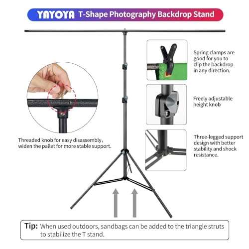 Blue Green Screen Backdrop with Stand Kit, 5 x 6.5 ft Portable Chromakey Blue Green Screen Stand with T-Shaped Stand & Carrying Bag & 5 Clamps, Greenscreen Background with Stand for Streaming, Gaming 3