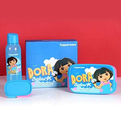 Tupperware Dora Kids Plastic Lunch Set (Pink) 4