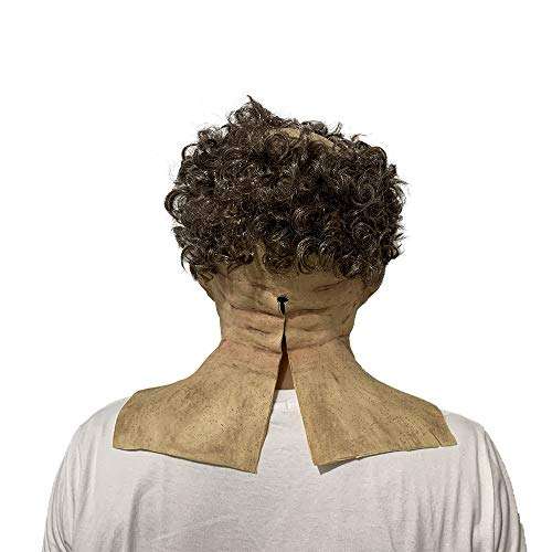 Old Man Mask with Hair Realistic Human Head Mask Halloween Mask Party Costume 4