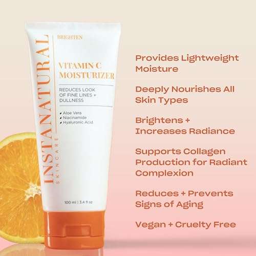 InstaNatural Vitamin C Moisturizer Face Cream, Brightens and Reduces the Look of Fine Lines and Wrinkles, Moisturizing Lotion for Dry Skin, with Hyaluronic Acid, 3.4 FL Oz 3