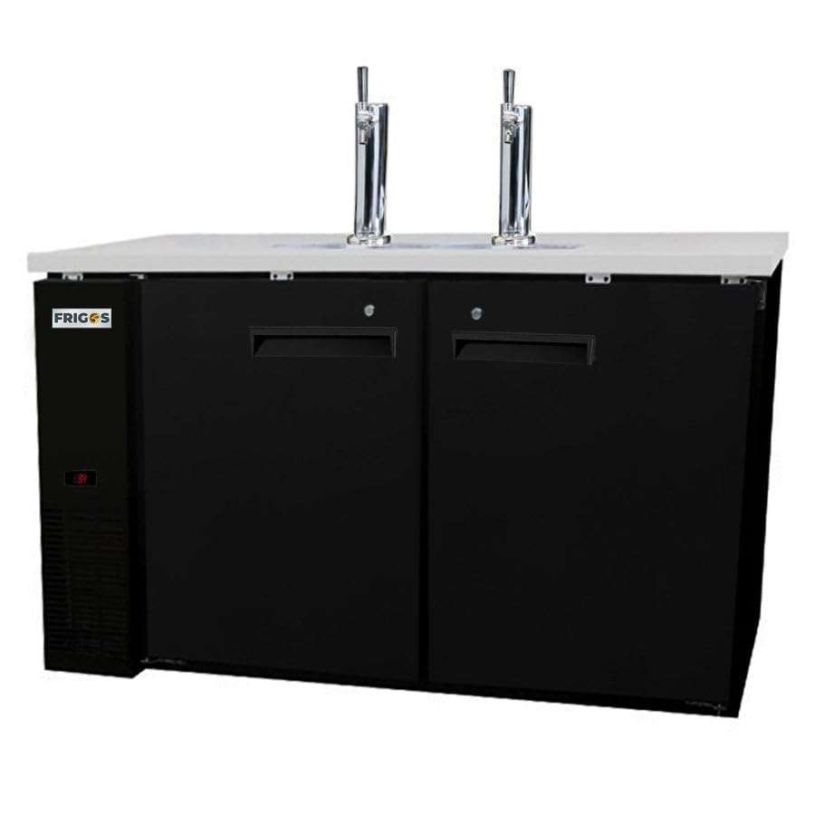 Frigos Premium FGP-BD-60 (2) Single Draft Towers 60.8” Beer Dispenser (2) 1/2 Keg Capacity in Black - Stainless Steel Interior and Exterior Ideal for Commercial Kitchen - Beer Cooler Included Liftgate 1