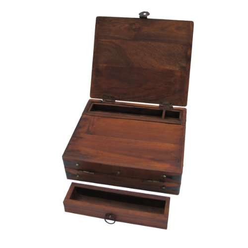 Treasure Gurus Antique Style Wood Folding Travel Writing Lap Desk 3