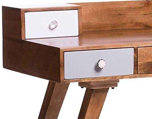 DAINTREE Solid Sheesham Wood Computer Study Table Multi Drawer Home & Office Desk with 5 Drawers (Natural, White) 4