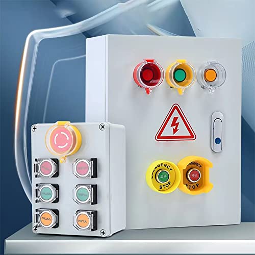 22mm Emergency Stop Button and Green Momentary Push Button Combo, Mushroom Head E-Stop Switch for Industrial Automation & Control Panels 6