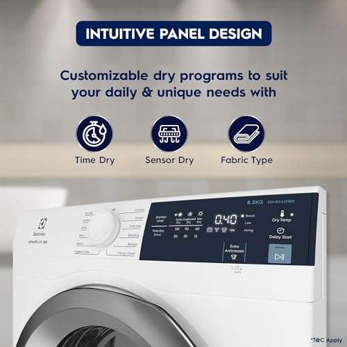 Electrolux 8.5kg Fully Automatic Front Load Venting Dryer, Scandinavian Design with Reverse Tumbling, Smart Sensors, Colour Care Function, White, UltimateCare 300, EDV854J3WB 6
