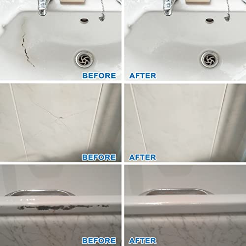Cracked Porcelain Sink Repair Kit White, High-Gloss Porcelain Repair Kit White, Porcelain Chip Fix for Sinks, Tiles on Enamel, Acrylic, Fiberglass, Ceramic, Shower Kit & Tray 4