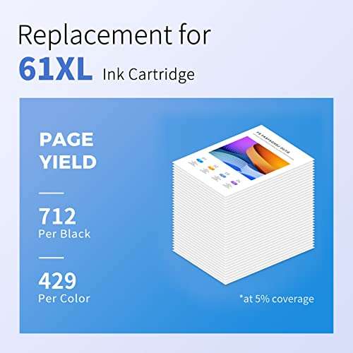 61 Ink Cartridge Replacement for HP 61 61XL 61 XL Black Color Combo Pack Ink Cartridge use with HP Envy 5530 4500 4502 4501 5535 OfficeJet 4630 DeskJet 2540 3050 1510 1010 Printer Ink HP 61 3
