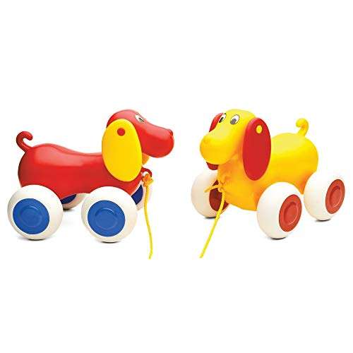 VIKINGTOYS Viking Toys - Pull Along Dog - First Pull Toy, Encourage Walking, Rolls Silently, for Kids Ages 1 + 2
