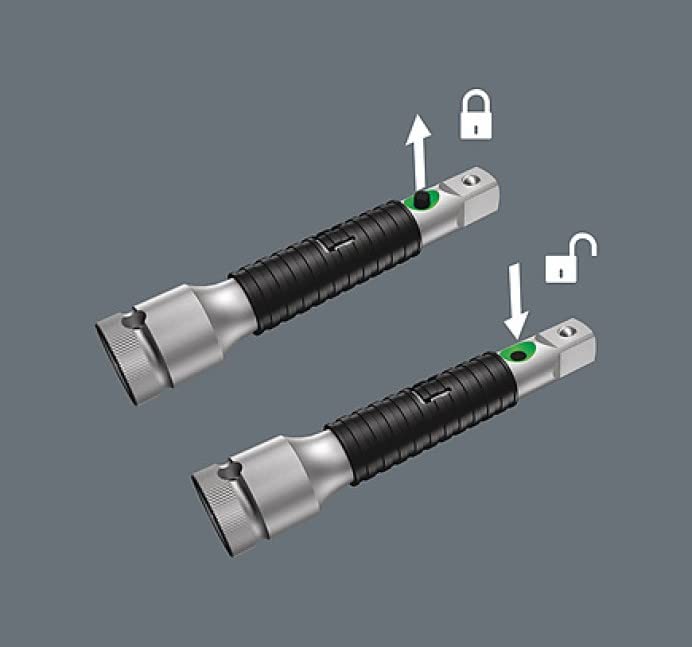 Wera 8796 LB Zyklop"flexible-lock" extension with free-turning sleeve, long, 3/8“ 4