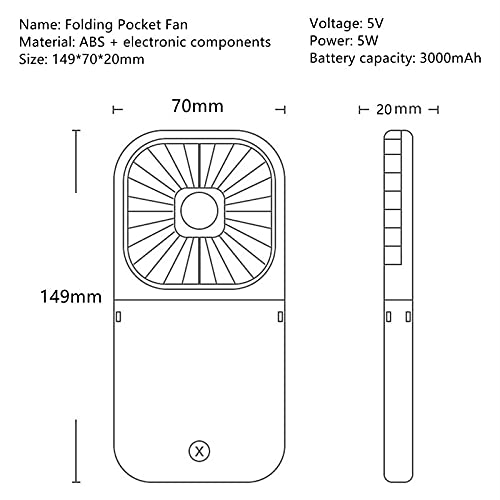 LEUYA Hanging Neck Fans Mini Portable Folding USB Small Fan Mute Power Bank Portable Handheld Desktop Multi Function Charge Fan (Blue),Ornaments (Color : Black) 3