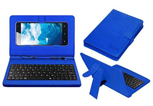ACM Keyboard Case Compatible with Lava Iris 550q Mobile Flip Cover Stand Plug & Play Device for Study & Gaming Blue 1